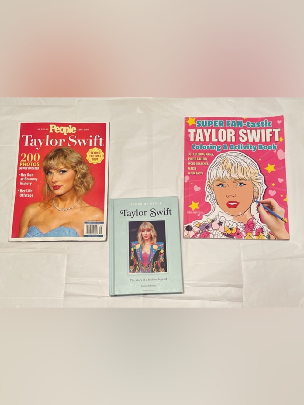 Taylor Swift Collection: 2024 People Magazine, Fashion Book, Coloring book.